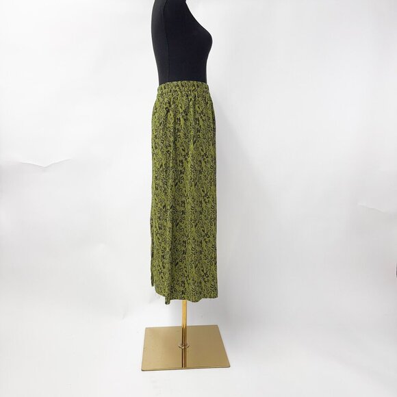 VINTAGE STLYE FLORAL GREEN PRINTED MAXI SKIRT - Picture 6 of 9